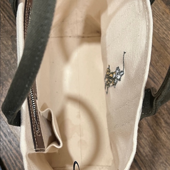Canvas Polo Logo Tote Bag - White & Dark Green - Picture 4 of 6